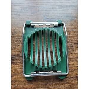 Green Hard Boiled Egg Slicer - Plastic/Steel -Good Working Condition